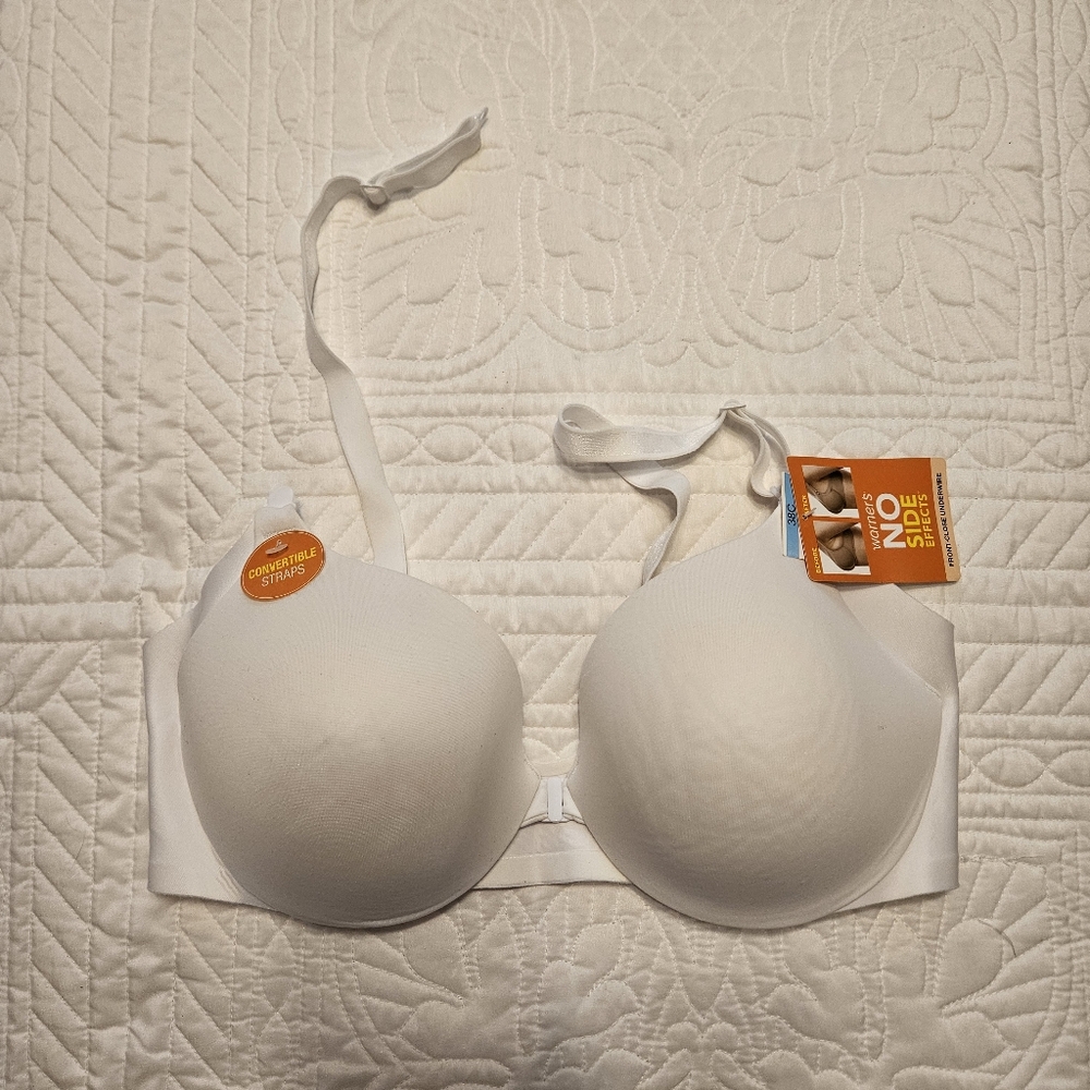 NEW Warners No Side Effects Front Close Bra 38C Nude RB2561A Detachable straps.